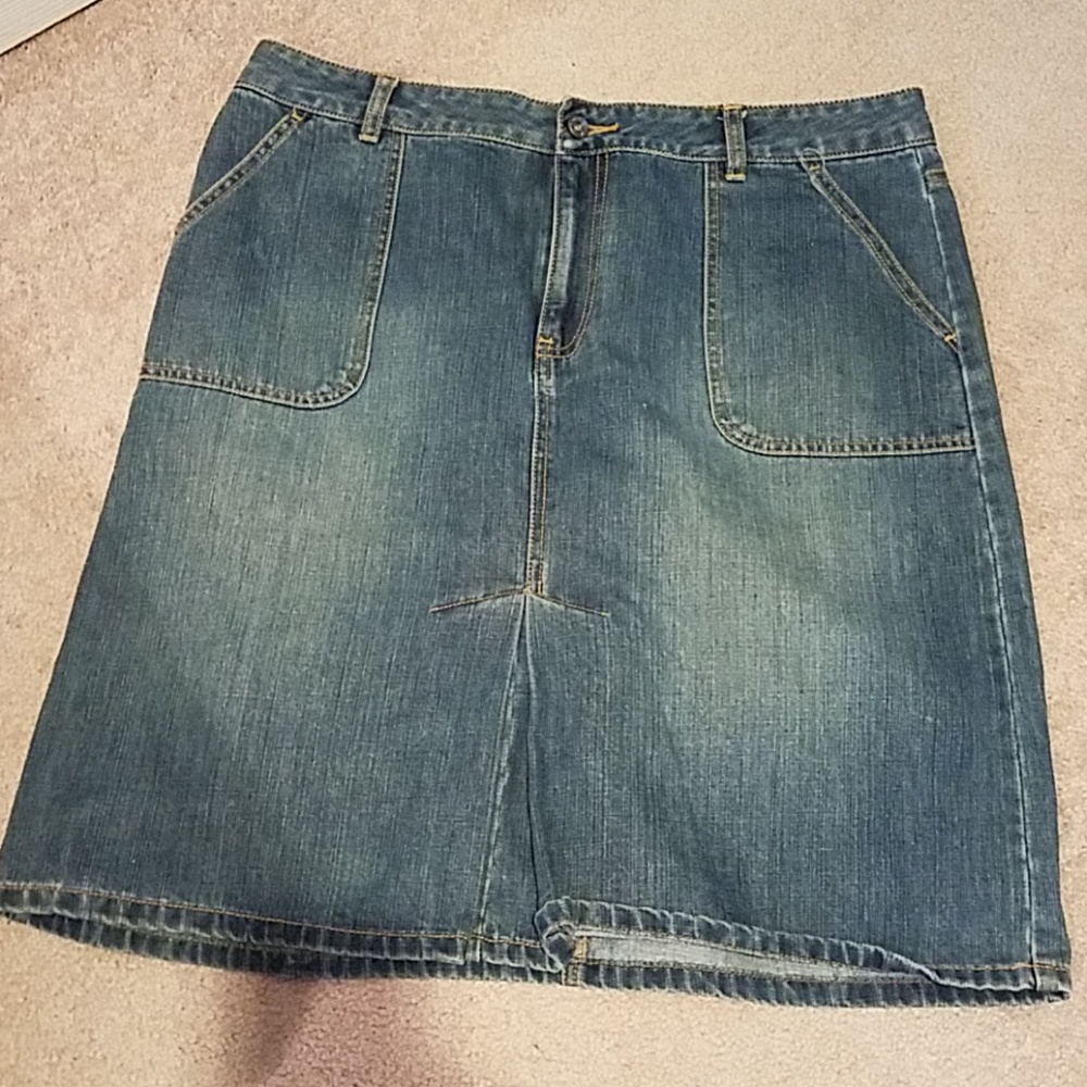 Old Navy Blue Denim Midi Skirt